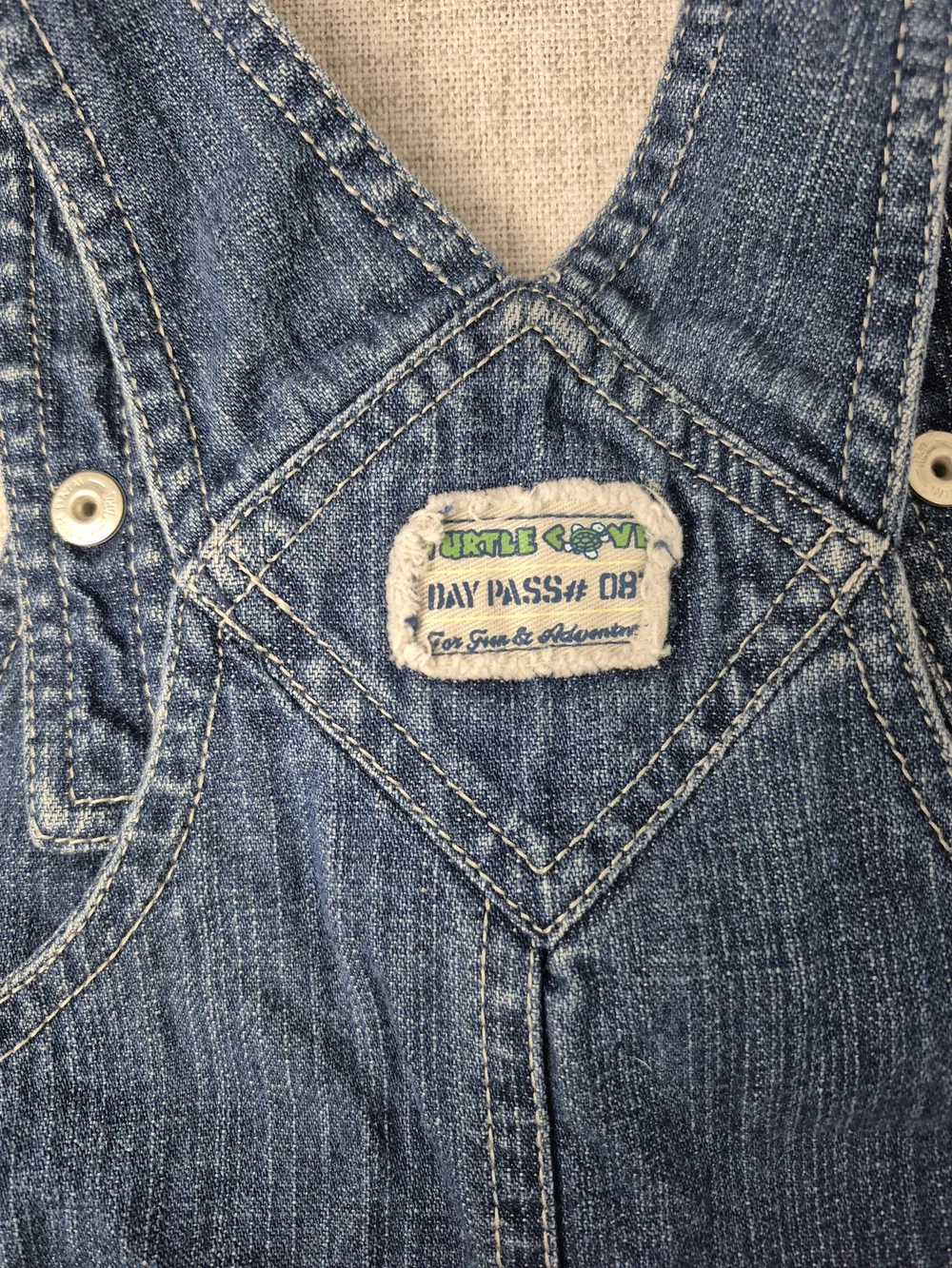 Vintage Y2k Koala Kids Baby Boys 12M Denim Turtle Shortalls & T-Shirt Set